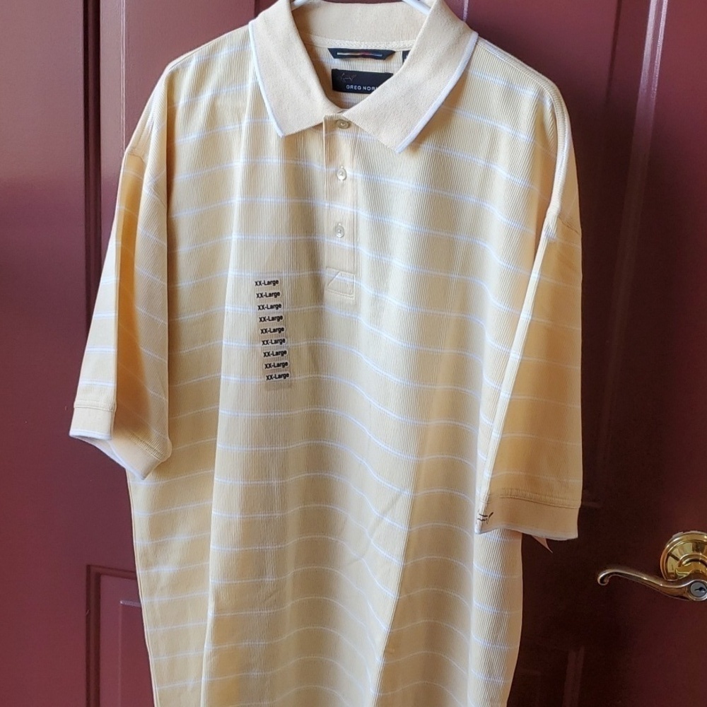 Greg Norman pale yellow striped  NWT SS polo size XXL